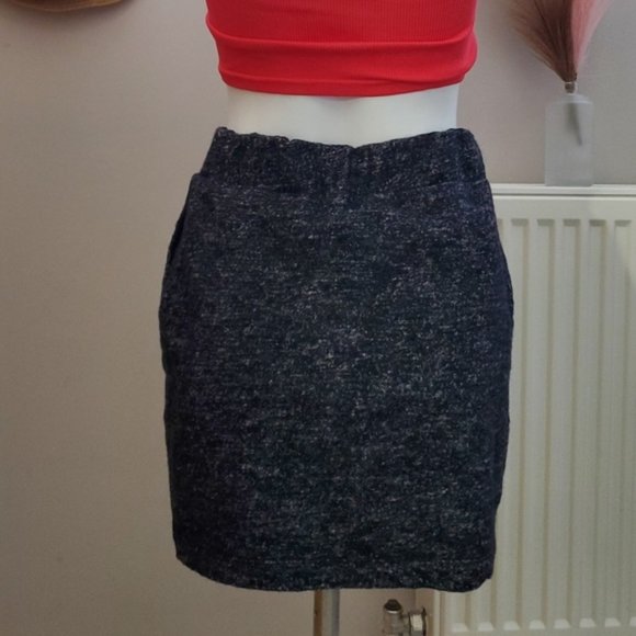 Wool Heather Grey Drawstring double lined Skirt- S - Picture 13 of 16